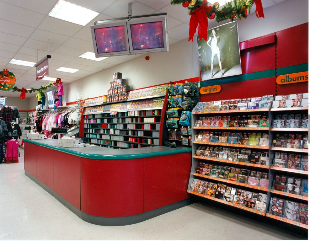 The Entertainment service counter in the Downham Woolworths in 1999