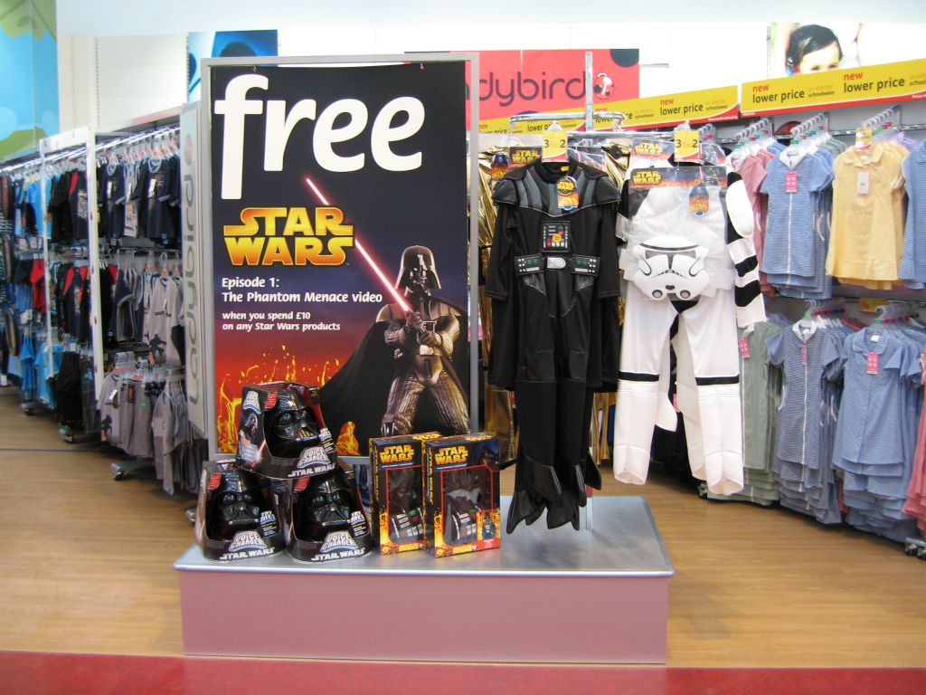 Promotion for a free copy of Star Wars Phantom Menace with a spend of £30 on Star Wars items