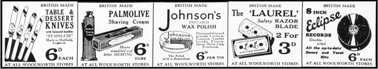 F.W. Woolworth Advertisement from the London Edition of the Daily Mail in 1932. Click the image to open the full advertisement in a new window