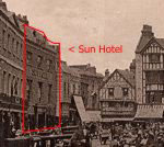 The Sun Hotel in Market Place, Kingston-upon-Thames pictured shortly before it was demolished to make way for an enlarged Woolworths store for the town in 1930.