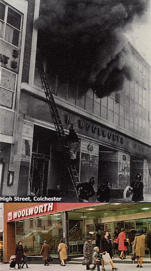 The large Woolworth store in Colchester, Essex was destroyed by fire on 2 October, 1973. No-one was hurt.