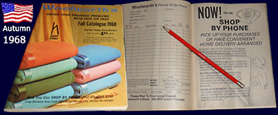 The Fall 1968 catalogue from F. W.Woolworth Co. announced a new mail order service, which was available across the USA