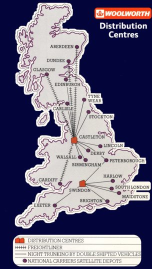 By the mid Seventies two large Distribution Centres provided the main storage facilities for the 1000+ Woolworths stores in the UK and Republic of Ireland