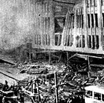 Blitzed during World War II - Sheffield City Centre.  The fireball destroyed Woolworths and melted the marble frontage of the Cole Brothers Department Store. (Image: courtesy COI)