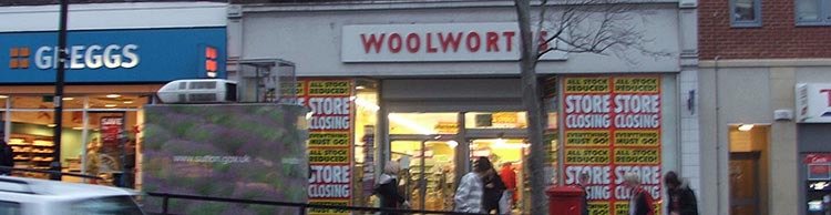 Wallington, Surrey, UK - one of the more than 700 profitable Woolworths stores that was forced to close by the collapse of the parent company in the winter of 2008/9.