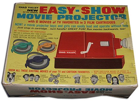 The innovative Chad Valley Super 8 projector came complete with 8mm movie versions of popular TV programmes from the UK and USA long before the video recorder was invented