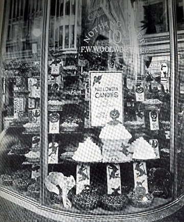 A Halloween Candy Window at a Woolworth's five-and-ten in the USA in the 1920s