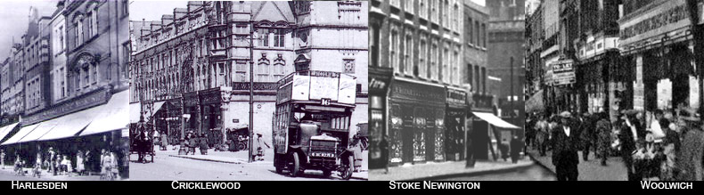 Some of the stores in Woolworth's much-prized Central London District - from left to right Harlesden, Cricklewood, Stoke Newinton and Woolich. Edgware Road, the flagship of the District at the time, is shown a little higher up this page