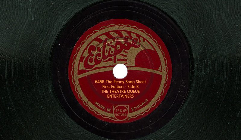 Eclipse Records 645B - Penny Song Sheet (Side B)