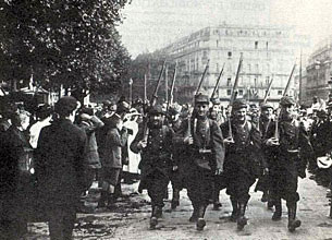 French soldiers mobilised at the start of the Great War in 1914