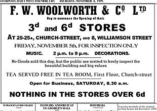 Opening advertisement from the Liverpool Daily Post & Mercury. (Our thanks to the Liverpool Echo)