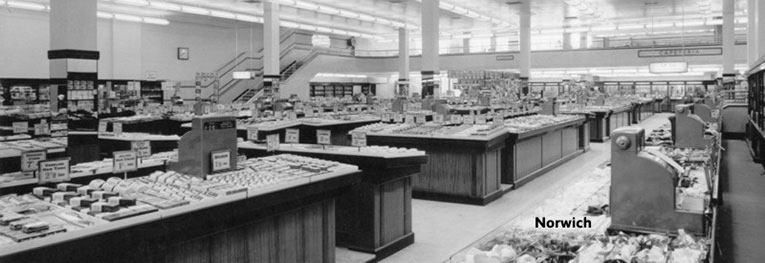 The new look salesfloor of Woolworth's in Rampant Horse Street, Norwich (No. 44) which was designed in 1949 and opened progressively through 1950-1.
