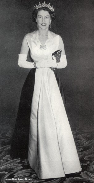 Her Majesty Queen Elizabeth II in a resplendent photograph from 1953. Image courtesy of the London News Agency, reproduced from the New Bond staff magazine of F. W. Woolworth & Co. Ltd. in the UK