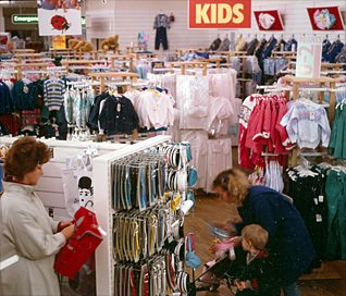 Ladybird Clothing on sale at the prototype Woolworths Comparison store at Gallowtree Gate in 1986