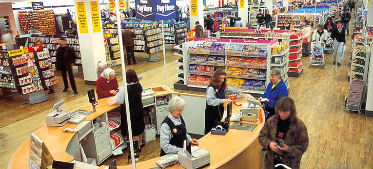 A panorama view of the salesfloor at the largest Woolworths Store in High Street and The Treaty Centre, Hounslow - taken in 1993