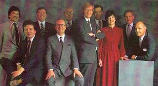 The 1986 Board of Woolworths (Jonathan Weeks - Distribution, Mike Sommers - Marketing, Richard Harker - Retail, Colin Brown - Commercial, Don Rose - HR, Geoffrey Mulcahy (Chairman), David Defty - Finance, Mair Barnes - Commercial, Chris French - Systems, Roger Jones - Property and Administration)