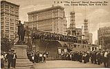 The USA finally joins the Great War in 1917, with F. W. Woolworth Co. USA publishing this card of U.S.S. The Recruit  in Union Square, New York