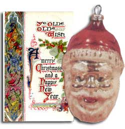 Blown glass Christmas Decorations from Tsarist Russia - a best seller in Frank Woolworth's first store and an original card from the 1909 Christmas range chosen by the Founder