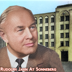 Rudolph Jahn was a German who trained in America immediately after the first world war, before taking up a position at the F.W. Woolworth Co's huge warehouse in Sonneberg, Germany in 1920. He was hand-picked as a Director of the new German subsidiary when it was founded in 1926, participated in the scouting of the country and the selection of the first waves of stores to open. He later took over as the Store Chain's Third M. D., mastering the immensely difficult task of leading the company through World War II and rebuilding it, almost from the ground up after the Allied Victory in 1945. His contribution to the German Woolworth company was absolutely outstanding in the most difficult of circumstances.  He is pictured in front of the new Sonneberg Warehouse, constructed in 1926 and the hub of a global supply chain until World War II. His masterpiece was razed to the ground by the USAF when news broke that the Nazis were using the building to store and prepare munitions