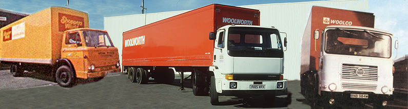 The livery of Woolworth UK's lorries when the business was bought by the British Paternoster Consortium in November 1982. All the brand names shown would vanish of the next four years.