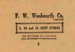 An envelope from the Canadian Woolworths (F. W. Woolworth Co. Limited) can be dated to 1921 because that is when the British company had exactly 100 stores.