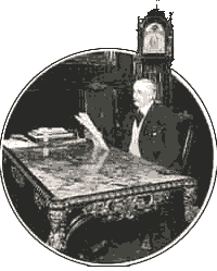 Frank Woolworth sits at his desk in the Empire Room at the top of the Woolworth Building.  (Image: Hearst's Magazine, October 1912)