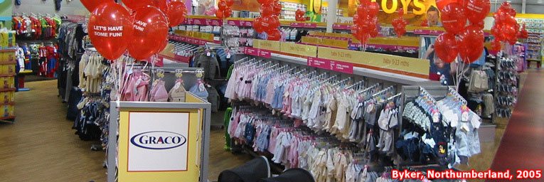 A panorama of the Ladybird clothing department in the large out-of-town Woolworths store at Byker, Northumberland on the outskirts of Newcastle-upon-Tyne