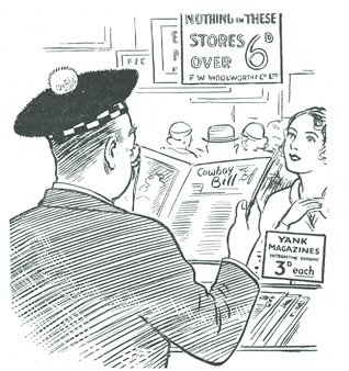Yank Magazines feature in this cartoon from the Woolworth Staff Magazine 'The New Bond'
