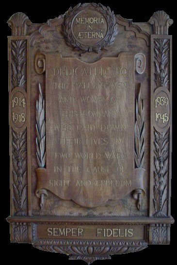 Memoria in Aeterna.  The Woolworth War Memorial was carved in oak and inlaid with gold.  It does not include the names of the fallen.  We are proud to honour all those whose names we know.  Rest in peace.