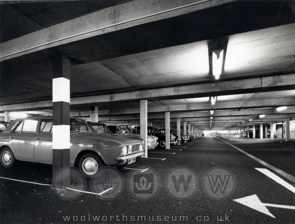 A special feature for seasoned local Woolco Shoppers. The car park beneath the 68,000 square foot store avoided the chill wind and icy pools of the main surface parking areas, and offered direct access up to the store. It boasted 180 parking spaces.