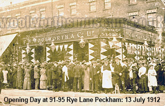 Rye Lane, Peckham - home to one of the early British Woolworth stores. The company tradesdfrom modern premises opposite their original location in the town until the demise of the store-based chain in January 2009