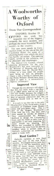 The London Times concluded that the controversial new store amidst the spires in Cornmarket was 'a Woolworths Worthy of Oxford' when it opened in 1957