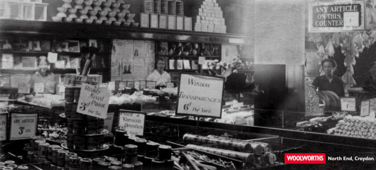Staff ready to serve at Woolworths Croydon in 1912.
