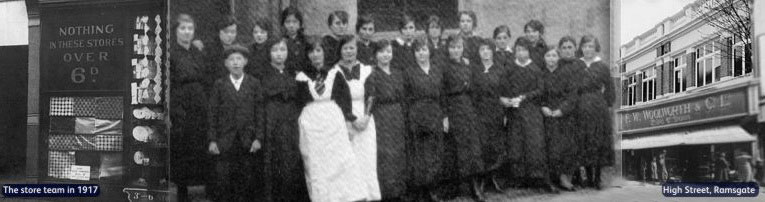 The staff of the F.W. Woolworth & Co. Ltd. store in High Street, Ramsgate, Kent - pictured in 1917