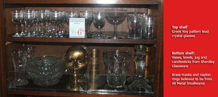A display of 1930s glassware from Woolworths