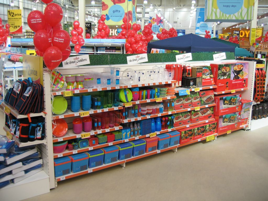 A range for barbecues, picnics and camping at the out-of-town Bristol Hartcliffe Woolworths (2005)