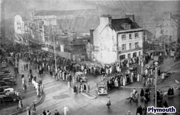 8,000 people lined the streets of Plymouth for the re-opening of Woolworths, which had been destroyed by enemy action in 1942, and was finally reinstated in November 1950