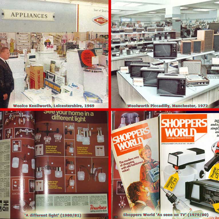 The growing range of lighting and electrical appliances and Woolworth and its subsidiaries, Woolco and Shoppers World between 1960 and 1980