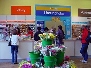 The main service counter in the shortlived convenience drugstore Woolworths General Store format