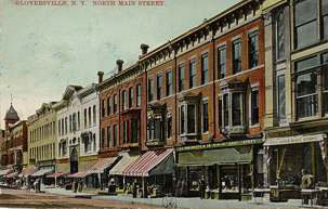 Charles Sumner Woolworth's store in Gloversville, depicted on a postcard that was printed in Germany