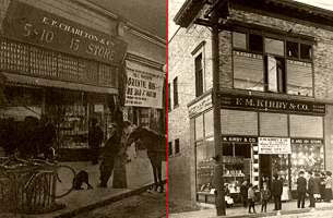 E.P. Charlton's Five and Ten Cent Store in San Jose and F. M. Kirby's store in Houghton, Michigan