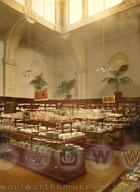 China and Glass was displayed upstairs in this grand gallery at the first British Woolworth store in Liverpool