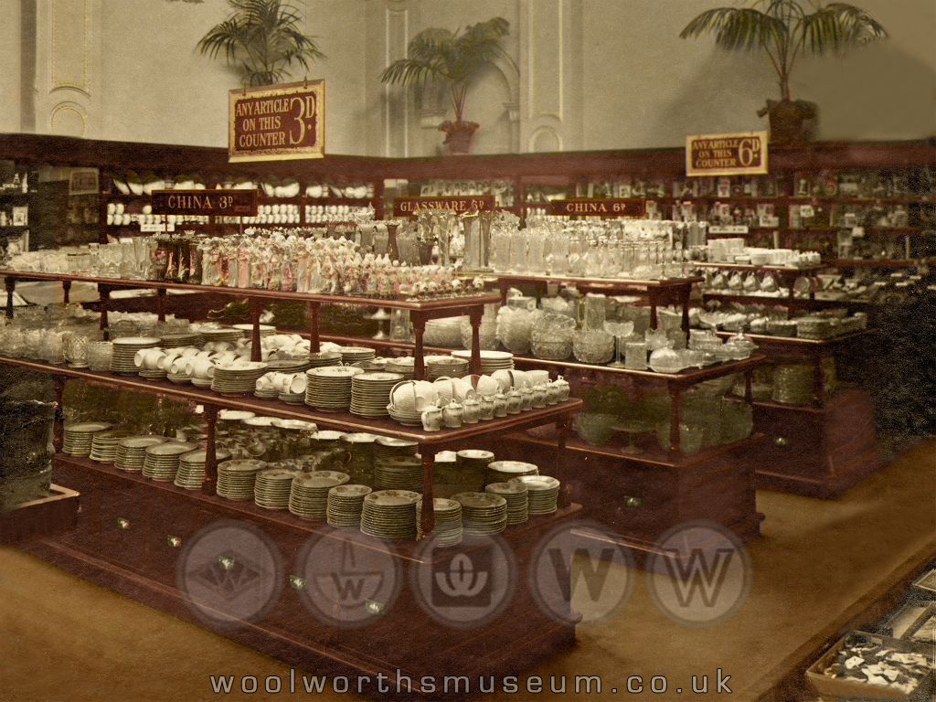 Display principles first employed in Scranton, Pennsylvania, USA were used to give the million dollar look to the locally-made threepenny and sixpenny crockery and glassware