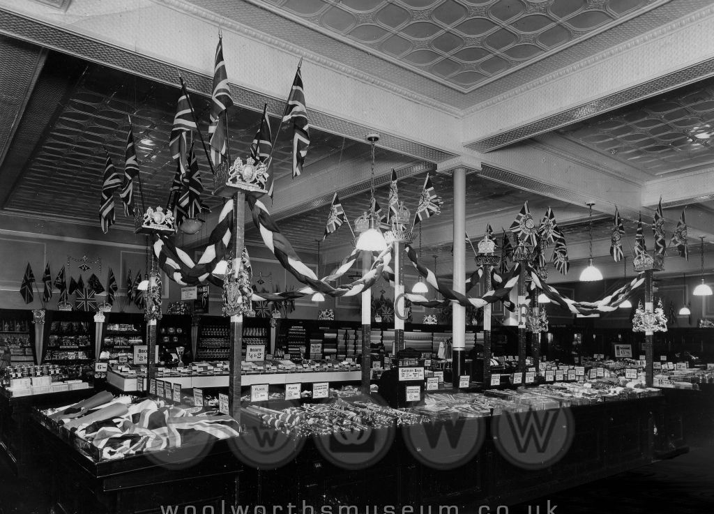 The spectacular displays of royal merchandise in-store - fit for a King, but with prices from a penny to sixpence!