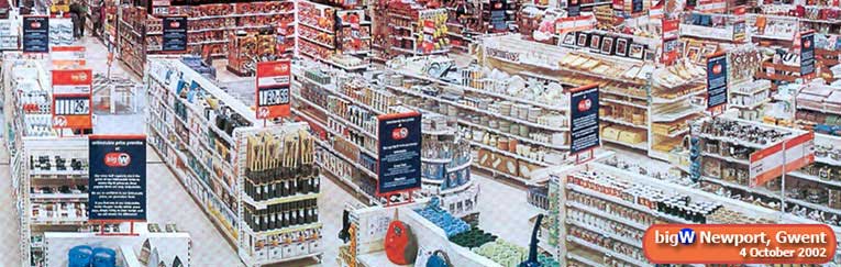 The large Kitchen Shop in the out-of-town Big W store in Newport, Gwent on its opening day, Friday 4 October 2002, the 93rd anniversary of the opening of the first sale of China and Glass in a British Woolworths on the upper floor of the Liverpool store in 1909