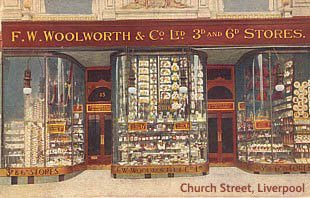 The first British Woolworths store, which opened in Church Street, Liverpool on 5 Nov 1909