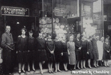 The Manager and staff of the Woolworths in Northwich, Cheshire, pictured in the early 1930s