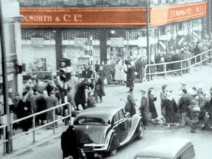 Woolworth in Bolton, Lancashire - pictured at the time of the Golden Jubilee sale in 1959