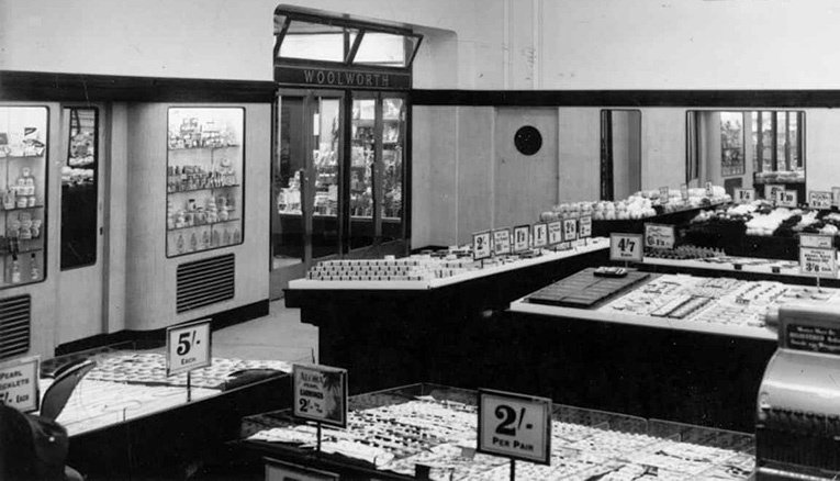 A large island counter of toiletries dominated the entrance to the Woolworth store in Commercial Road, Portsmouth when it re-opened in 1950