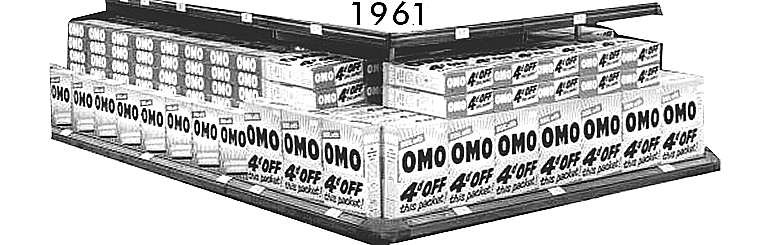 A bold display of Omo soappowder in the Kingsbury Woolworth's in North London in 1961